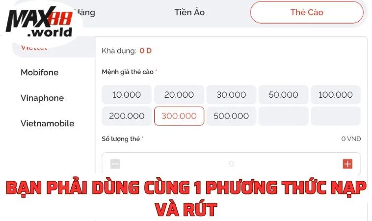 Bạn phải dùng cùng 1 phương thức nạp và rút